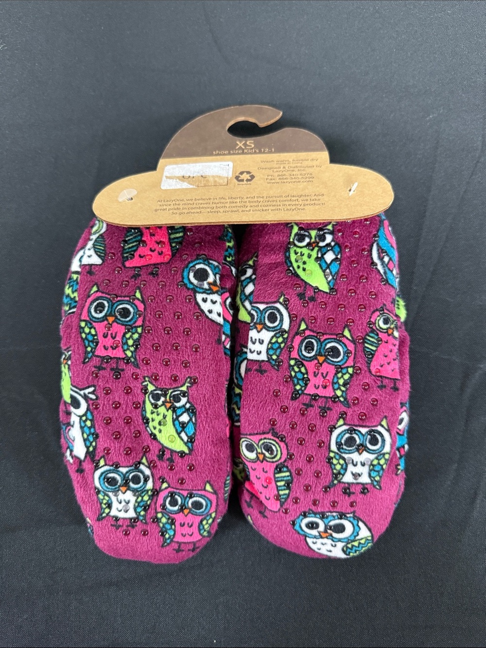 Lazy One Owl Fuzzy Feet Slippers - Magenta with Cream Sherpa - Picture 3 of 5